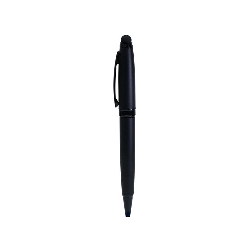 Rubberized Metal Pen With Stylus - Black